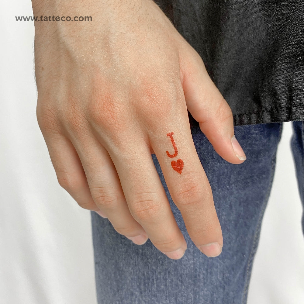 Tatuaje temporal de jota de corazones - Juego de 3