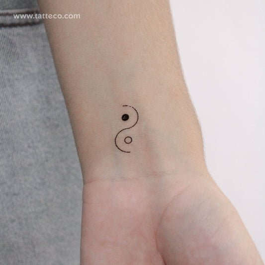 Tatuaje temporal minimalista de Yin Yang (juego de 3)