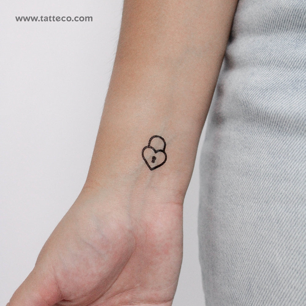 Heart Padlock Temporary Tattoo - Set of 3