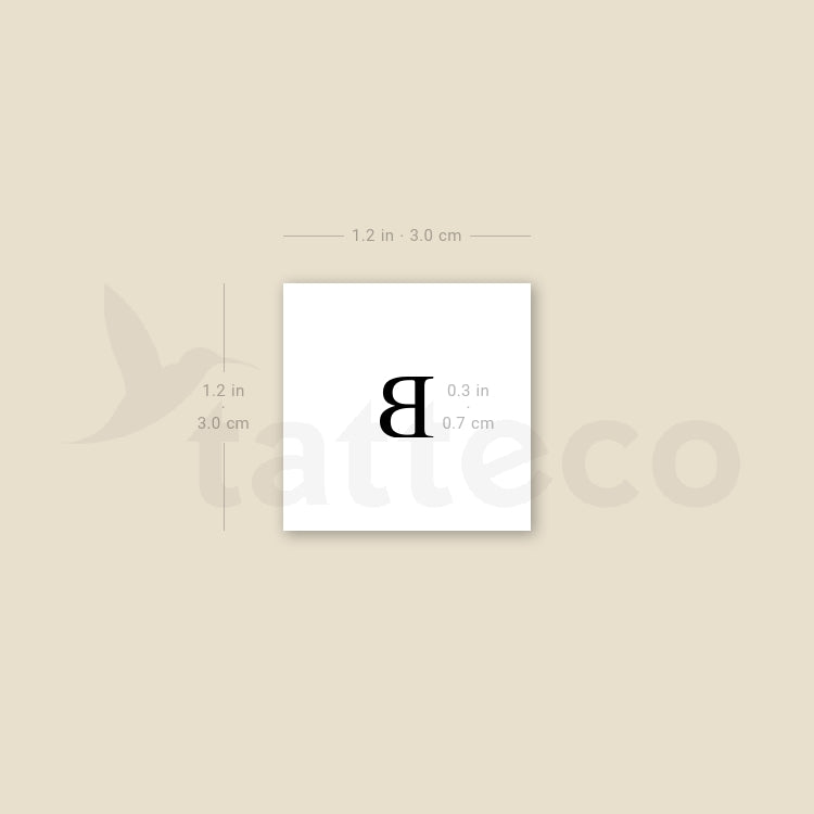 B Serif Capital Letter Temporary Tattoo - Set of 3