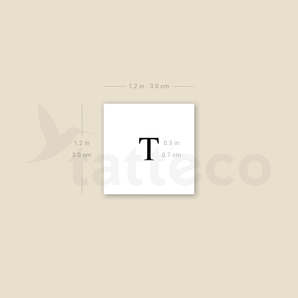 T Serif Capital Letter Temporary Tattoo - Set of 3