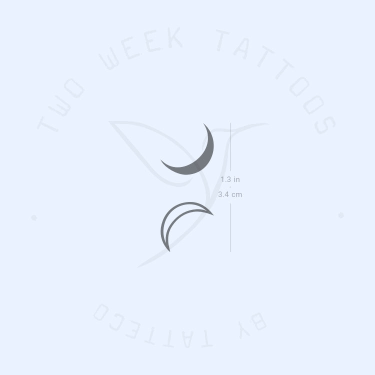 Tatuaje semipermanente de pareja en media luna (juego de 2)