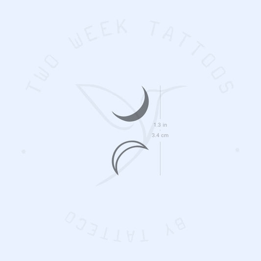 Tatuaje semipermanente de pareja en media luna (juego de 2)