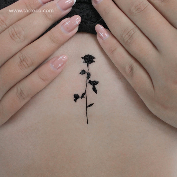 Black Rose Temporary Tattoo - Set of 3