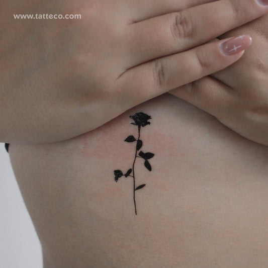 Tatuaje temporal de rosa negra - Juego de 3
