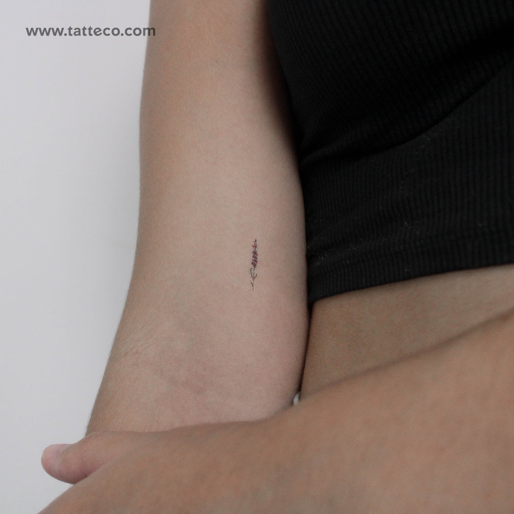 Small Watercolor Lavender Temporary Tattoo - Set of 3