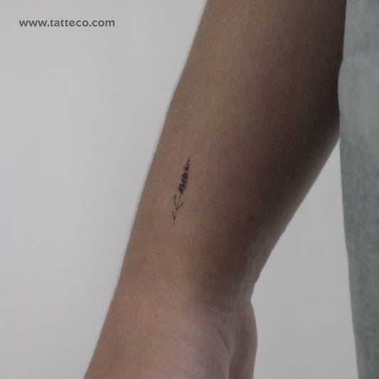 Tatuaje temporal pequeño de lavanda en acuarela (juego de 3)