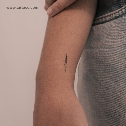 Tatuaje temporal pequeño de lavanda en acuarela (juego de 3)