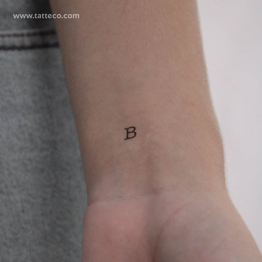 Tatuaje temporal de la letra B mayúscula de máquina de escribir (juego de 3)