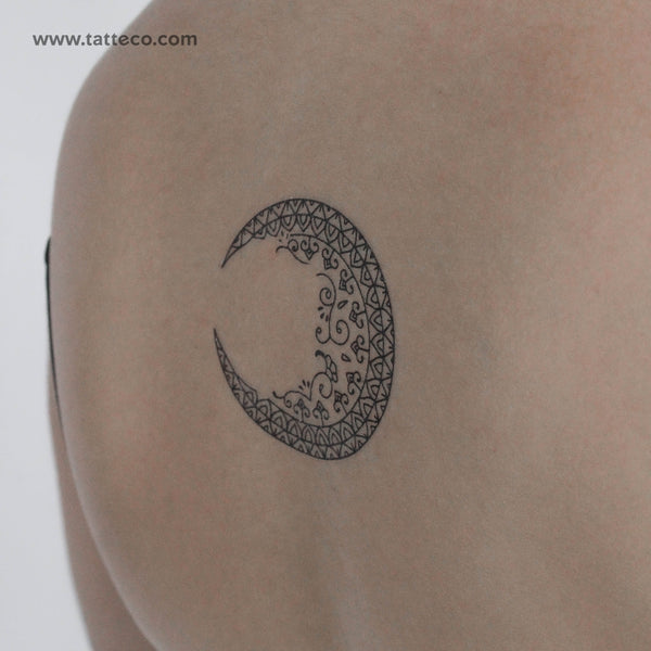 Ornamental Crescent Moon Temporary Tattoo - Set of 3