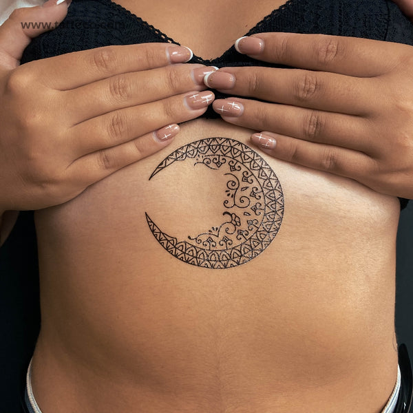 Ornamental Crescent Moon Temporary Tattoo - Set of 3