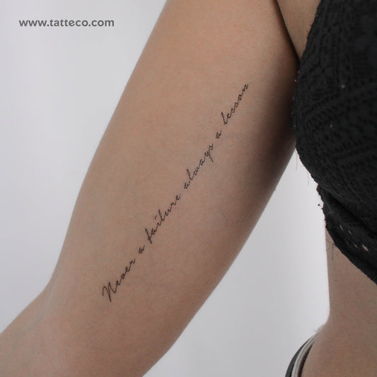 Tatuaje temporal "Nunca un fracaso, siempre una lección" (juego de 3)