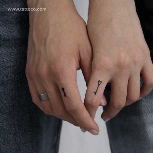 Tatuaje temporal de llave y ojo de cerradura - Juego de 3+3