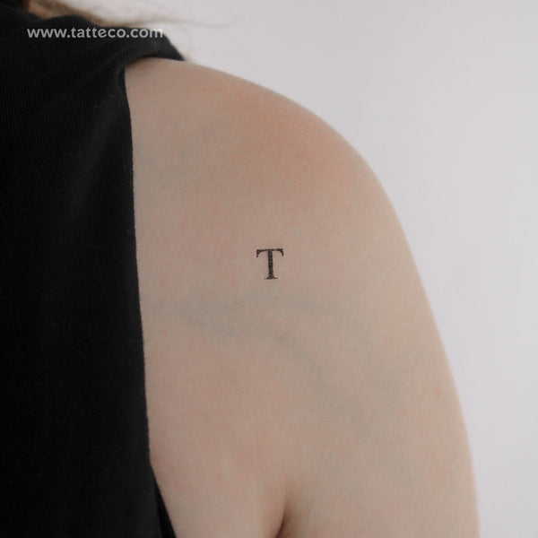 T Serif Capital Letter Temporary Tattoo - Set of 3