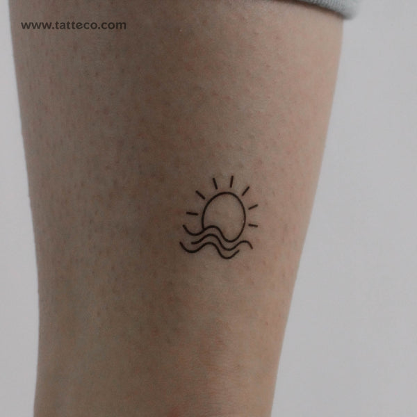 Minimalist Sea Sunset Temporary Tattoo - Set of 3