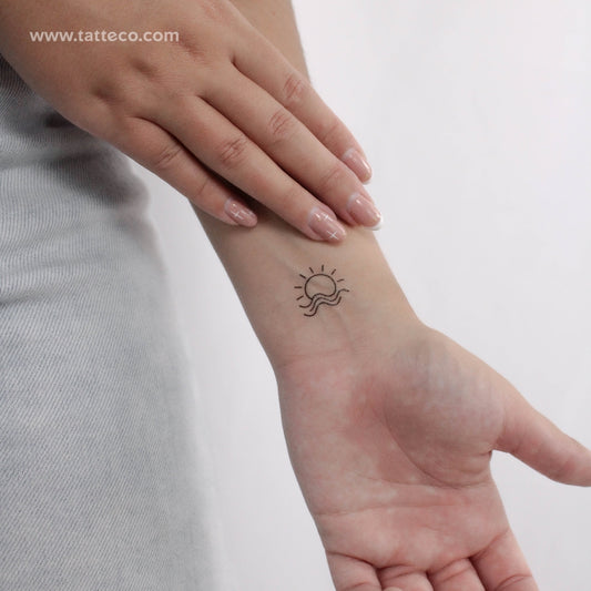Minimalist Sea Sunset Temporary Tattoo - Set of 3
