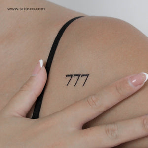 777 Angel Number Temporary Tattoo - Set of 3