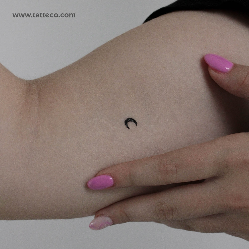 Tatuaje temporal pequeño de media luna negra (juego de 3)