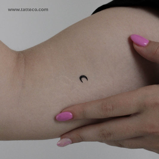 Tatuaje temporal pequeño de media luna negra (juego de 3)