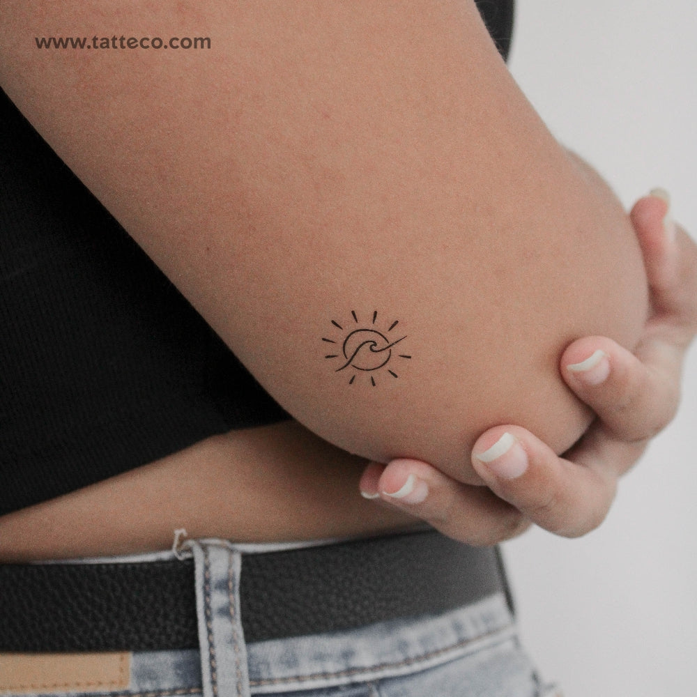 Tatuaje temporal de sol y olas - Juego de 3