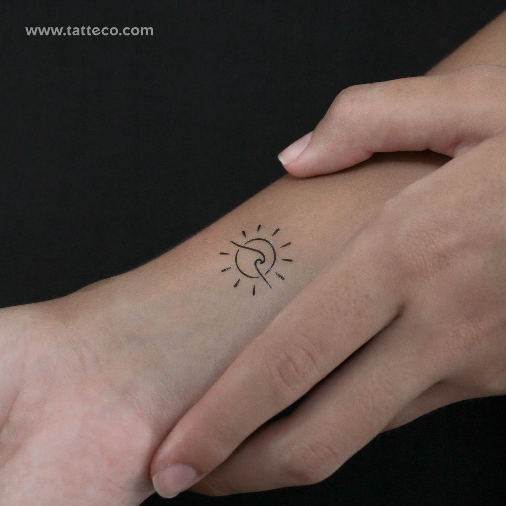 Tatuaje temporal de sol y olas - Juego de 3