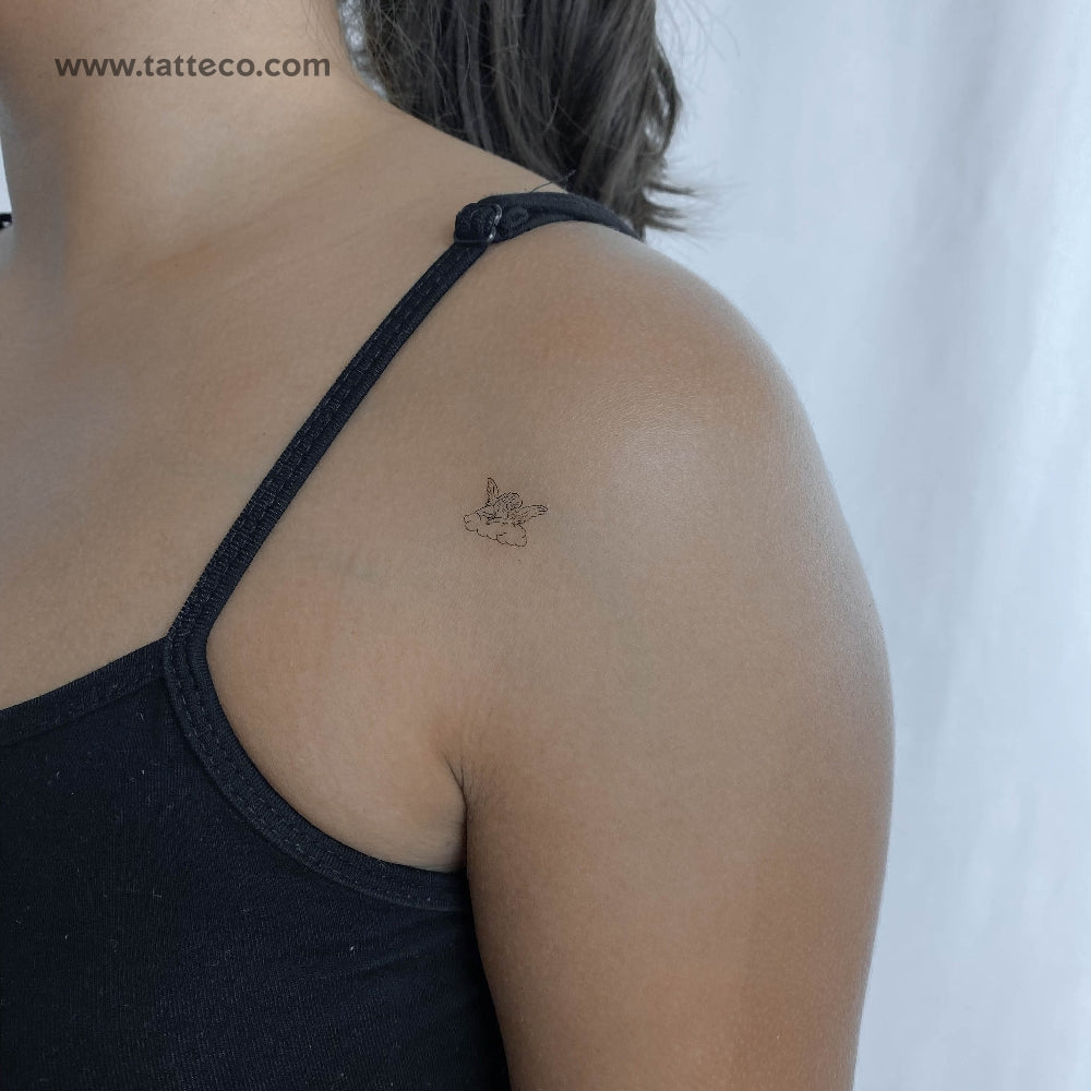 Tatuaje temporal de querubín durmiendo en una nube (juego de 3)