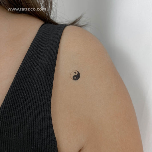 Tatuaje temporal de corazón Yin Yang - Juego de 3