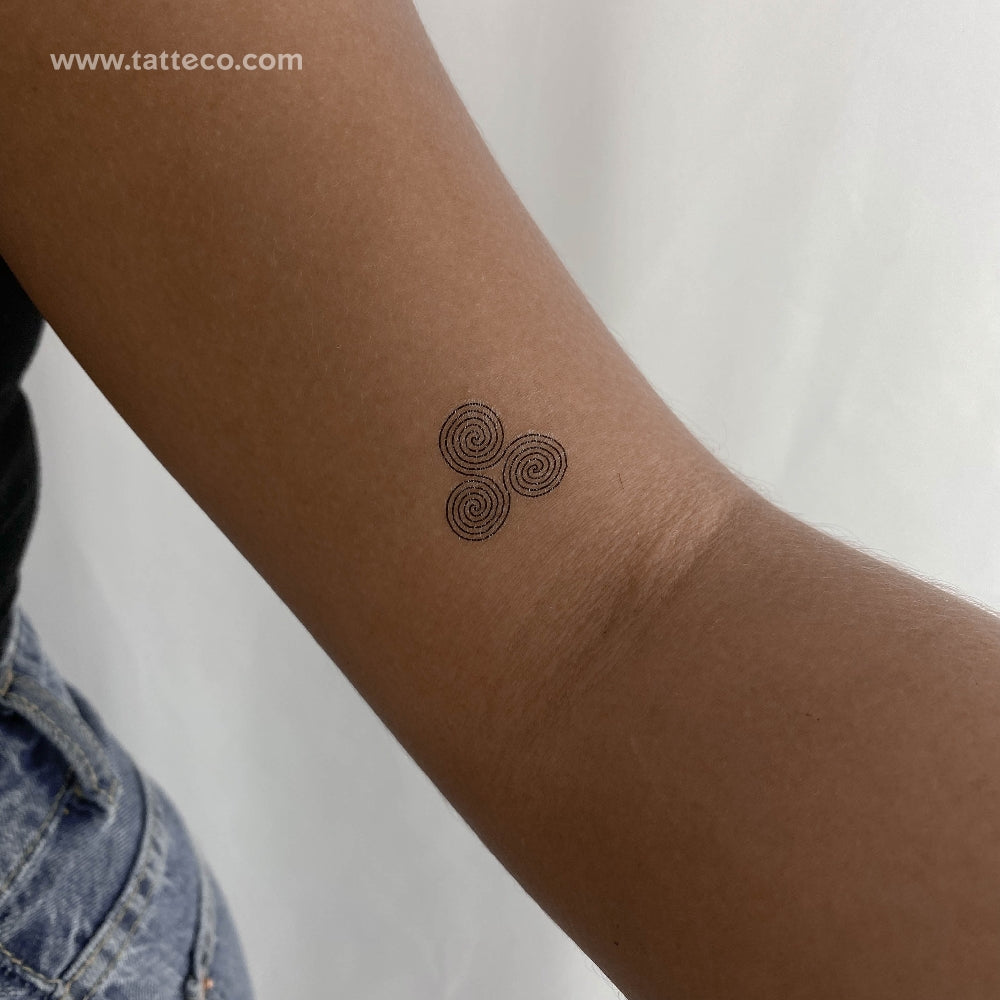 Triple Spiral Symbol Temporary Tattoo - Set of 3