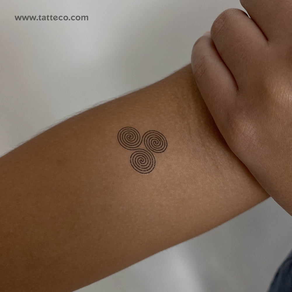 Triple Spiral Symbol Temporary Tattoo - Set of 3