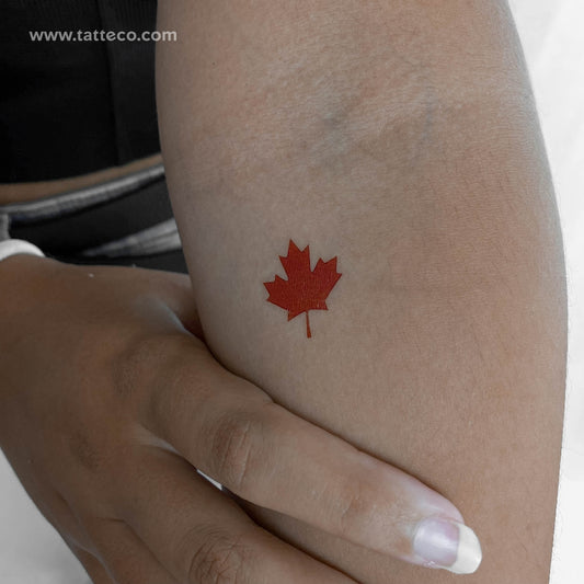 Tatuaje temporal de hoja de arce roja (juego de 3)