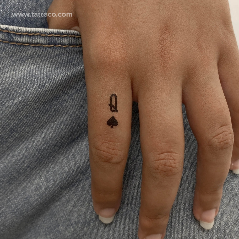 Small Queen Of Spades Temporary Tattoo - Set of 3