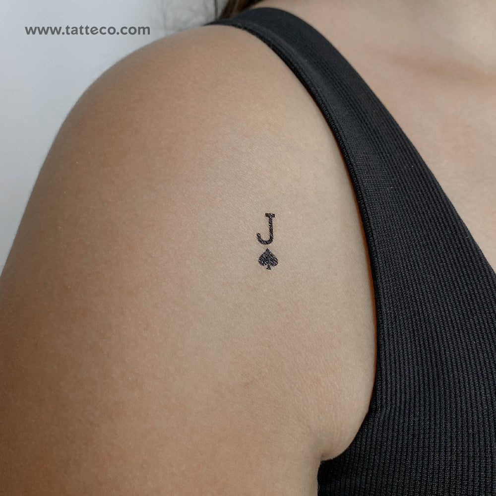 Tatuaje temporal pequeño de la jota de picas (juego de 3)