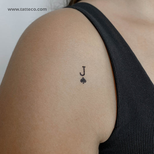 Tatuaje temporal pequeño de la jota de picas (juego de 3)