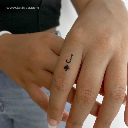 Tatuaje temporal pequeño de la jota de picas (juego de 3)