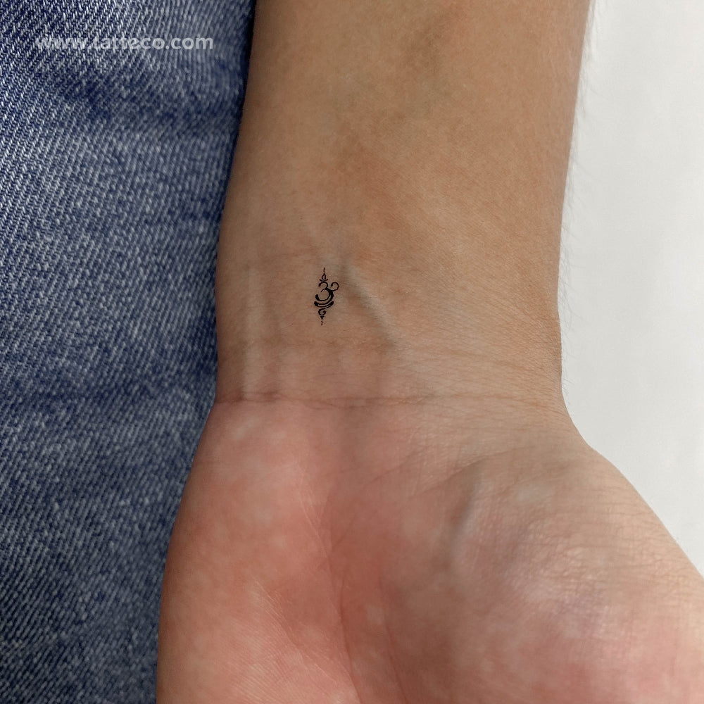 Tiny Sanskrit Symbol for Breathe Temporary Tattoo - Set of 3