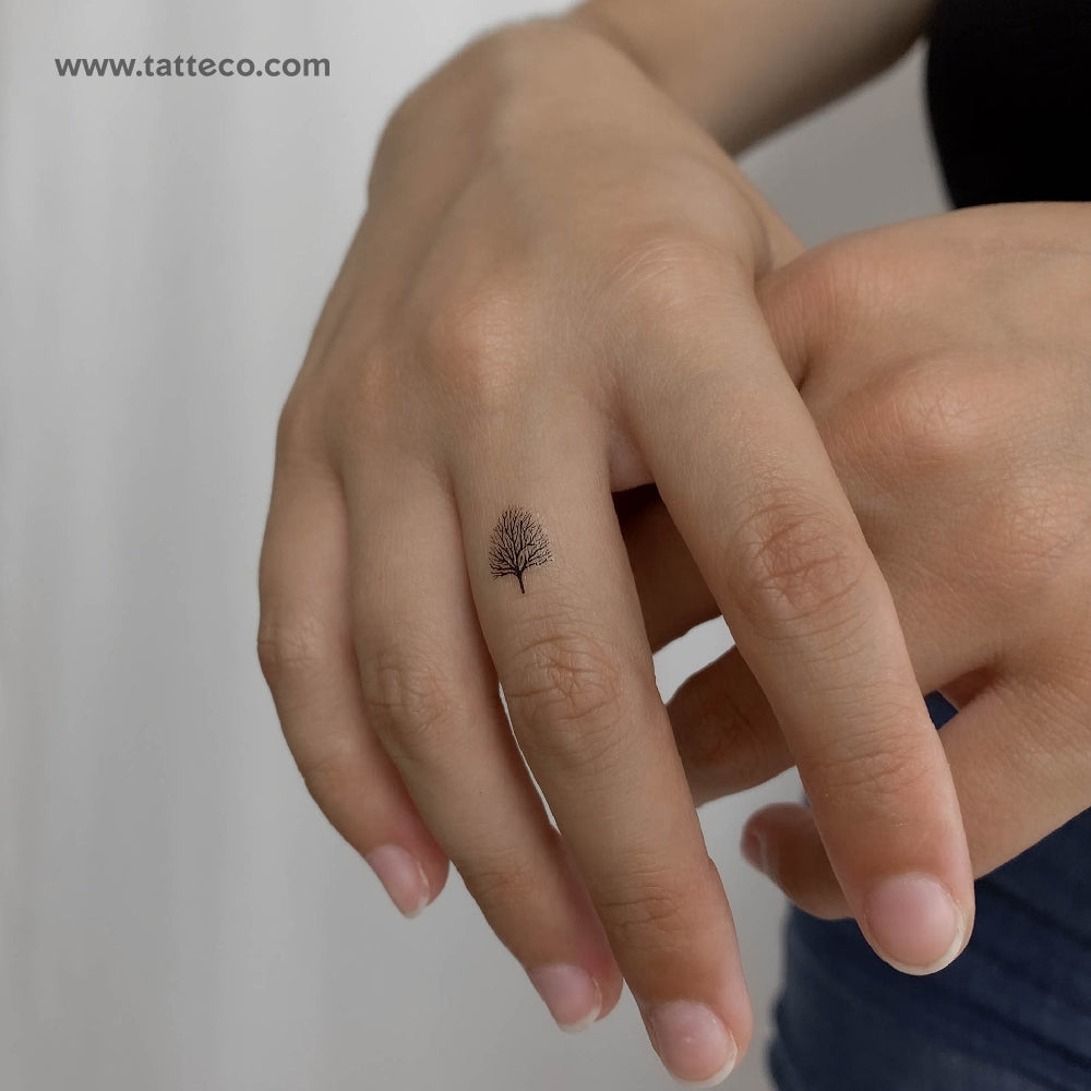 Tiny Leafless Tree Temporary Tattoo - Set of 3
