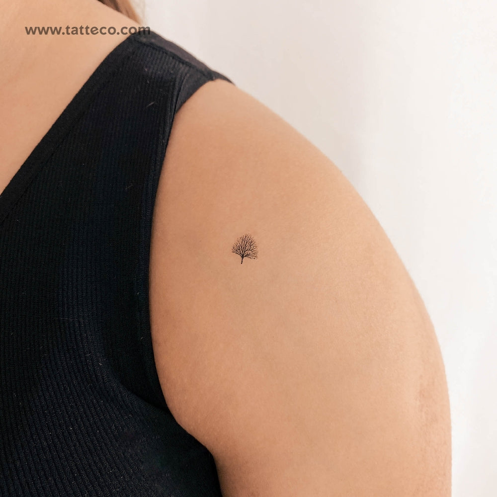 Tiny Leafless Tree Temporary Tattoo - Set of 3