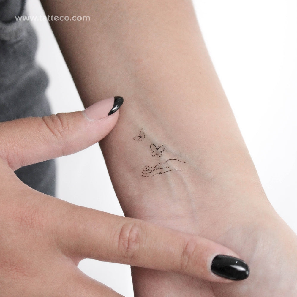 Tatuaje temporal de mariposas felices - Juego de 3