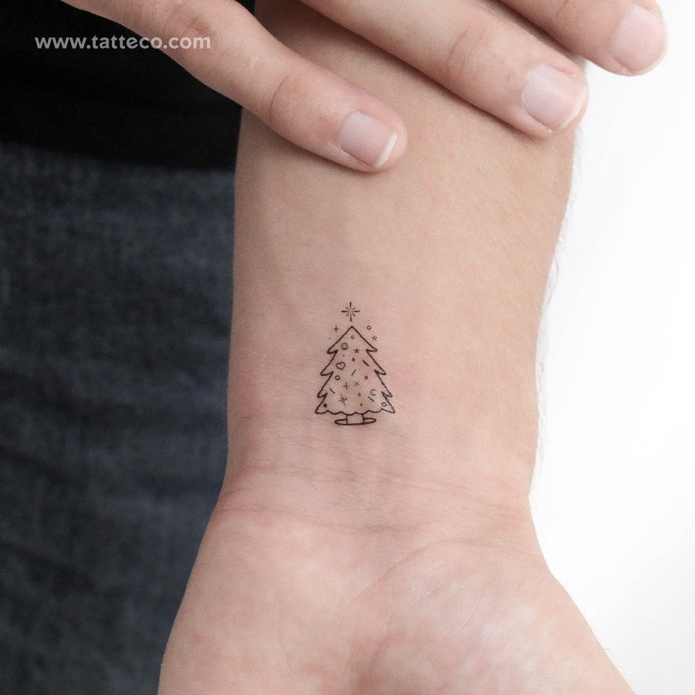 Christmas Tree Temporary Tattoo - Set of 3