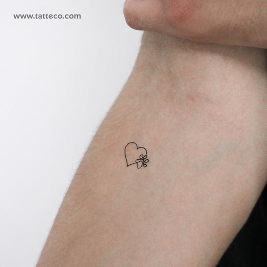 One Line Paw Heart Temporary Tattoo - Set of 3
