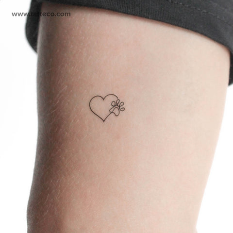One Line Paw Heart Temporary Tattoo - Set of 3