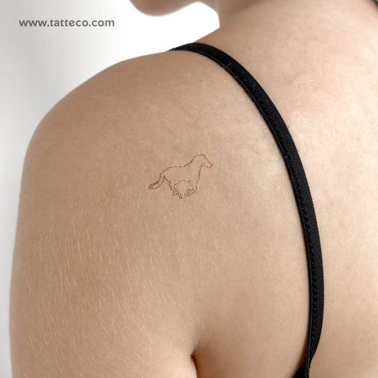 Tatuaje temporal de contorno de caballo - Juego de 3