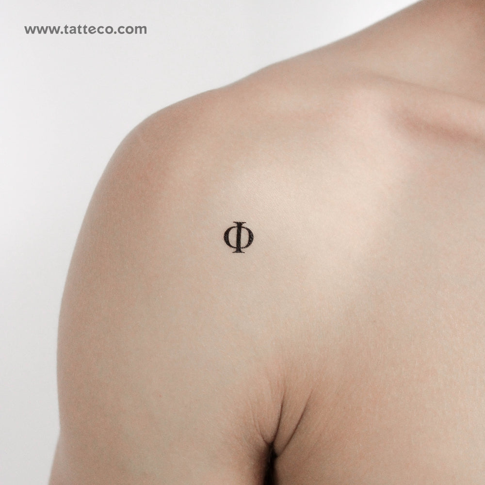 Uppercase Phi Temporary Tattoo - Set of 3