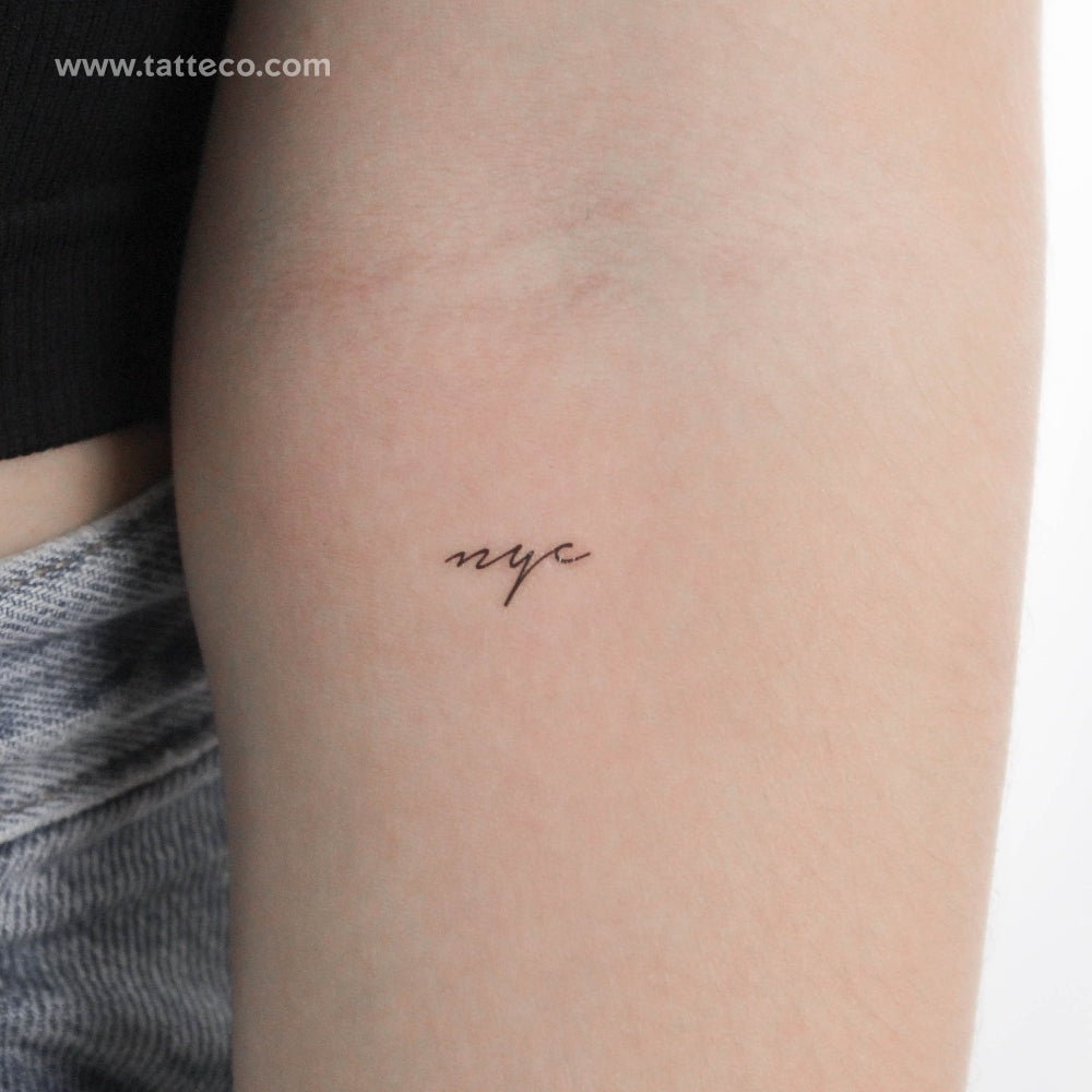 Tatuaje temporal de Nueva York escrito a mano - Juego de 3