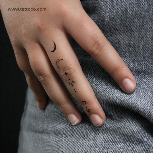 Tatuaje temporal "Composición de dedos 3" - Juego de 3