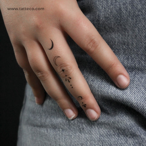 Finger Composition 3 Temporary Tattoo - Set of 3