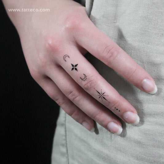 Finger Composition 5 Temporary Tattoo - Set of 3