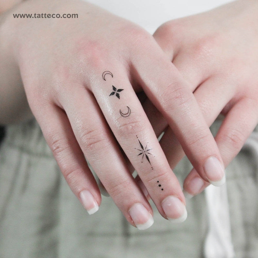 Tatuaje temporal "Composición de dedos 5" - Juego de 3