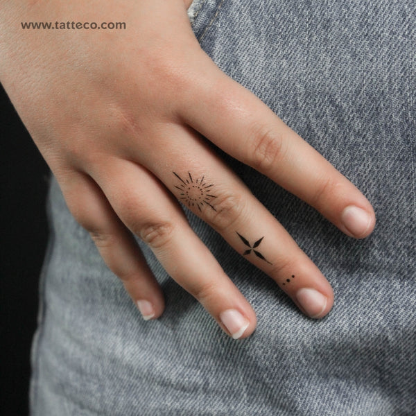 Finger Composition 6 Temporary Tattoo - Set of 3