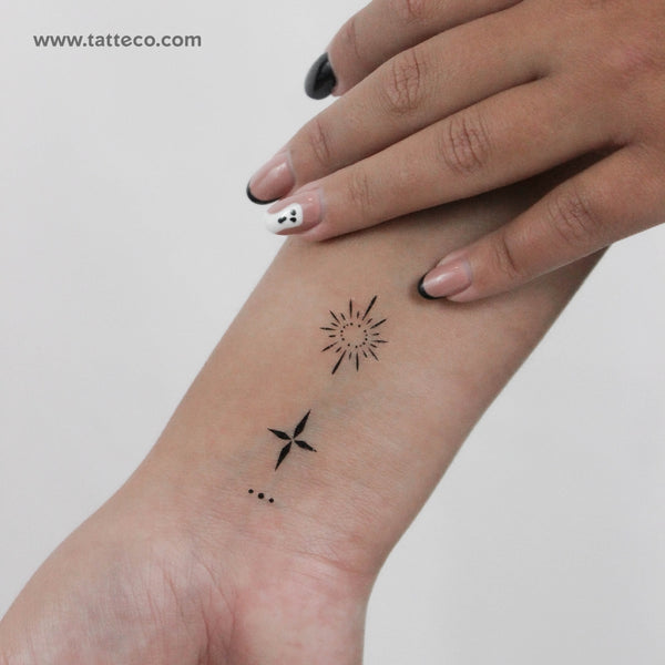 Finger Composition 6 Temporary Tattoo - Set of 3
